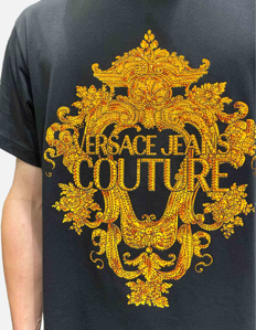 Picture of Versace Black Crystal Logo Baroque Regular Tee