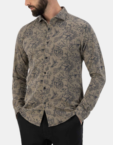 Picture of Dstrezzed Taupe Melange Long-Sleeve Jersey Shirt