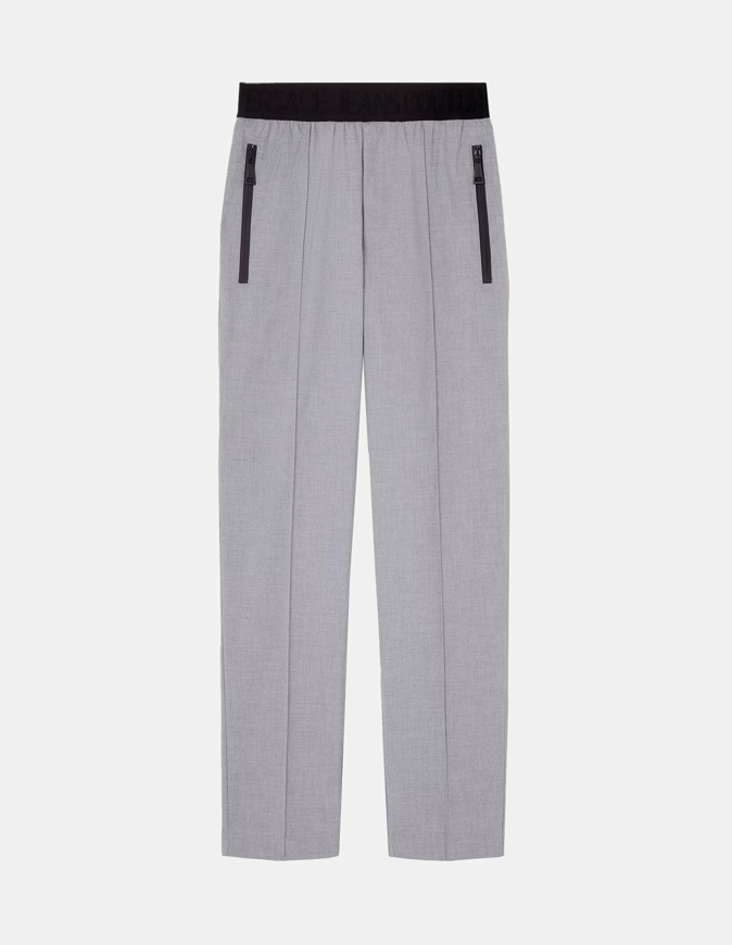 Picture of Versace Grey Logo Waistband Tapered Pants