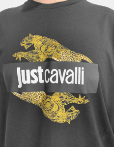 Picture of Just Cavalli Gold Leopard Black Regular Tee
