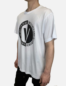 Picture of Versace White V-Emblem Regular Tee