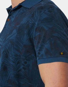 Picture of No Excess Blue Pique Floral Polo Tee