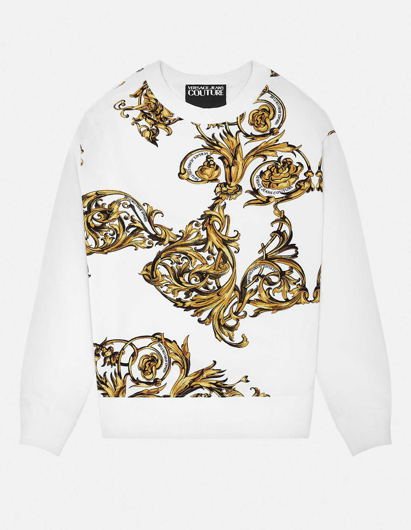 Picture of Versace White Garland Baroque Print Sweatshirt