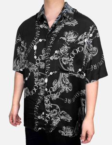 Picture of Versace Black Viscose Grey Chain Baroque S/S Shirt