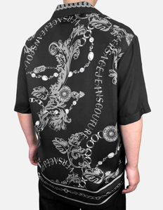 Picture of Versace Black Viscose Grey Panel Baroque S/S Shirt