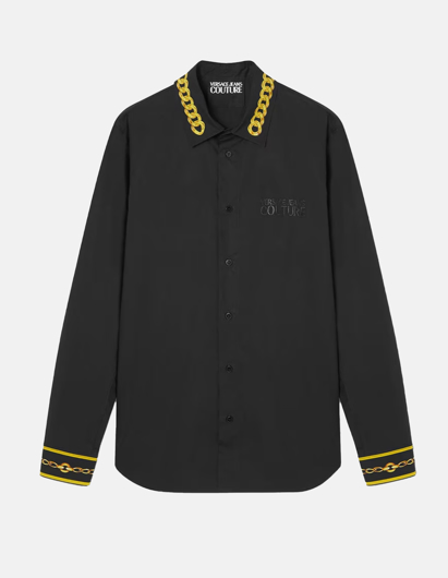 Picture of Versace Black Gold Chain Slim Shirt