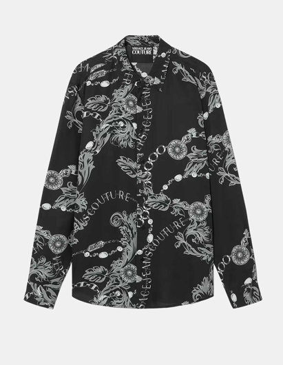 Picture of Versace Grey Viscose Chain Baroque Regular L/S Shirt