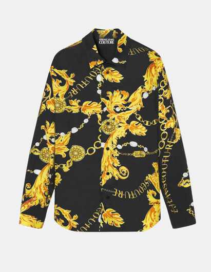 Picture of Versace Gold Viscose Chain Baroque Regular L/S Shirt