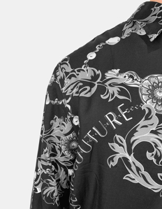 Picture of Versace Grey Viscose Chain Baroque Regular L/S Shirt