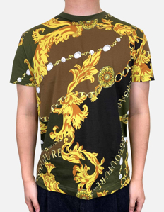 Picture of Versace Olive Chain Gold Baroque Slim Tee
