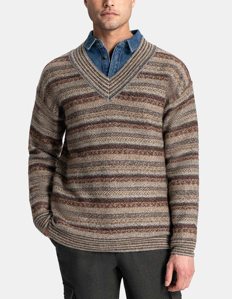Picture of Dstrezzed Brown Relaxed V-Neck Jumper