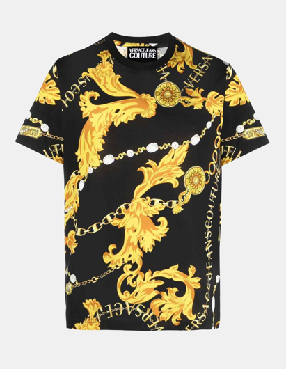 Picture of Versace Black Chain Gold Baroque Slim Tee