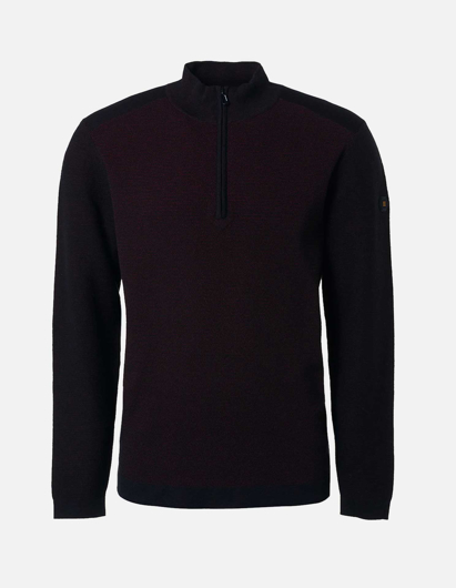 Picture of No Excess Red Zip Jacquard Pullover