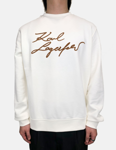 Picture of Karl Lagerfeld Cream Embossed Signature Sweatshirt