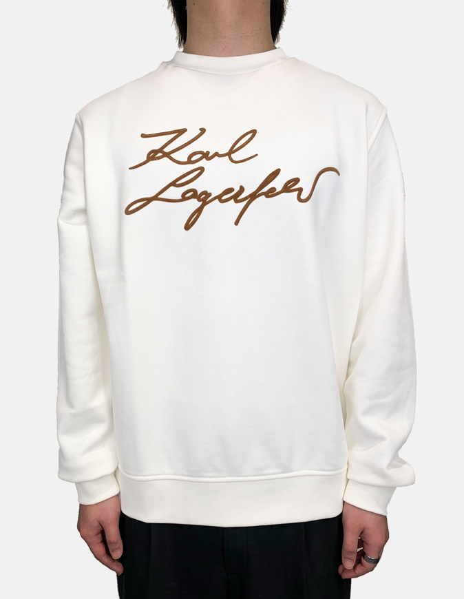Picture of Karl Lagerfeld Cream Embossed Signature Sweatshirt