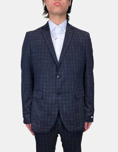 Picture of Karl Lagerfeld Navy Checked Drive Stretch Suit