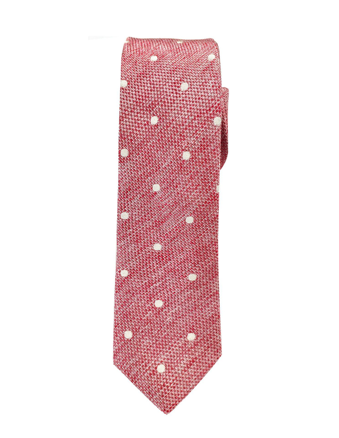 Picture of Hemley German Made Polka Dot Textured Skinny Cotton Silk Tie