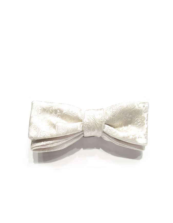 Picture of Hemley Paisley White Silk Bow Tie