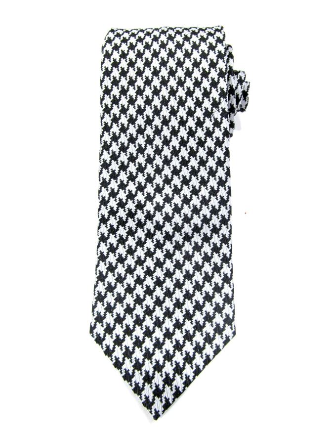 Picture of Hemley Black & White Houndstooth Silk Tie