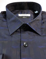 Picture of Versace Greek Key Weave Navy Cotton Shirt