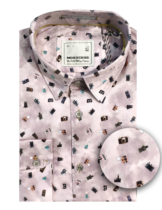 Picture of No Excess Camera Print Shirt in Pink