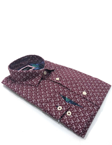 Picture of Brooksfield Wine Floral Print Luxe Shirt