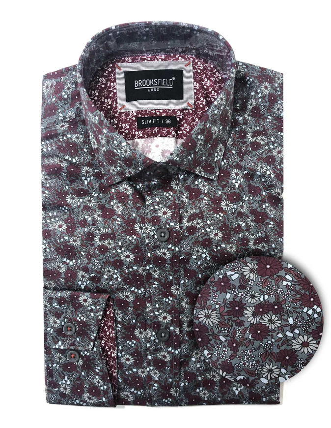Picture of Brooksfield Grey Floral Print Luxe Shirt