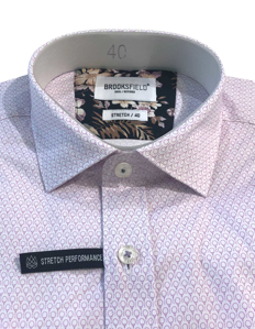 Picture of Brooksfield Lilac Racket Pattern Stretch Real Shirt