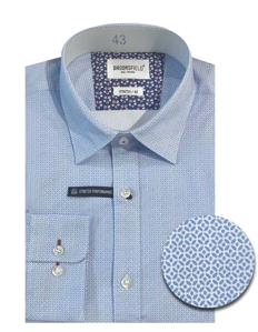 Picture of Brooksfield Blue Geo Pattern Stretch Real Shirt