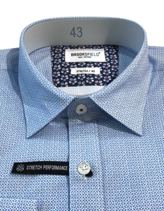 Picture of Brooksfield Blue Geo Pattern Stretch Real Shirt