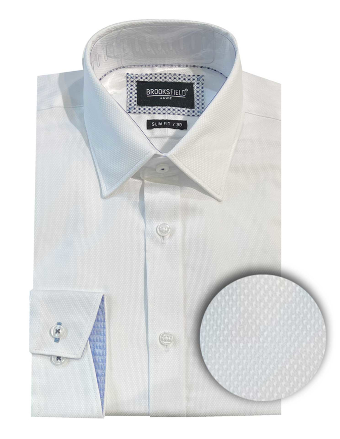 Picture of Brooksfield White Diamond Jacquard Luxe Shirt