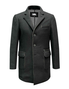 Picture of Karl Lagerfeld Black Lasercut Felt Overcoat