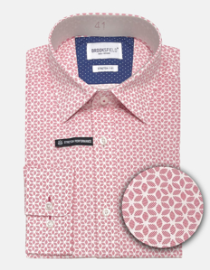 Picture of Brooksfield Real Geo Print Pink Stretch Shirt