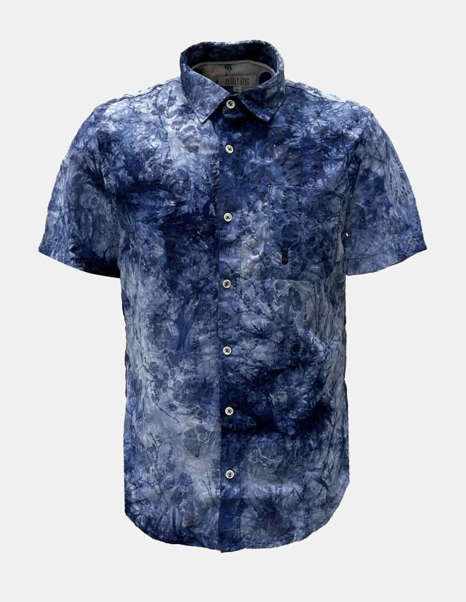 Picture of Pearly King Blue Floral Embossed SS Shirt