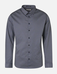 Picture of No Excess Navy Retro Print Navy Shirt