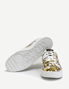 Picture of Versace White & Gold Garland Baroque Sneakers