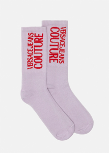 Picture of Versace Jeans Couture Lilac Cotton Logo Crew Socks
