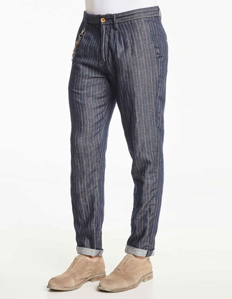 Picture of Gaudi Pleat Brown Stripe Pants