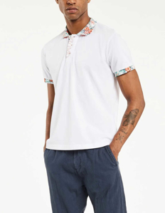 Picture of Gaudi Floral Collar White Polo