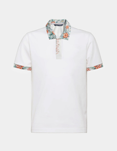 Picture of Gaudi Floral Collar White Polo