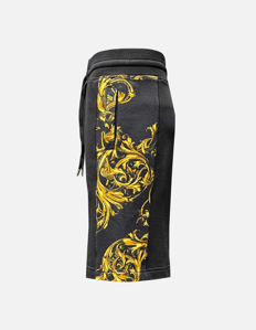 Picture of Versace Black Garland Baroque Sweat Shorts