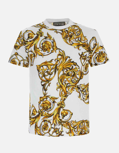 Picture of Versace White Gold Garland Broque Slim Tee