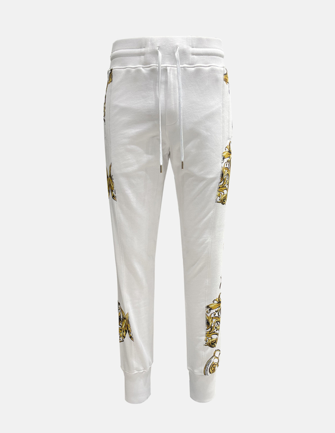 Picture of Versace Garland Baroque Side Panel White Trackpants
