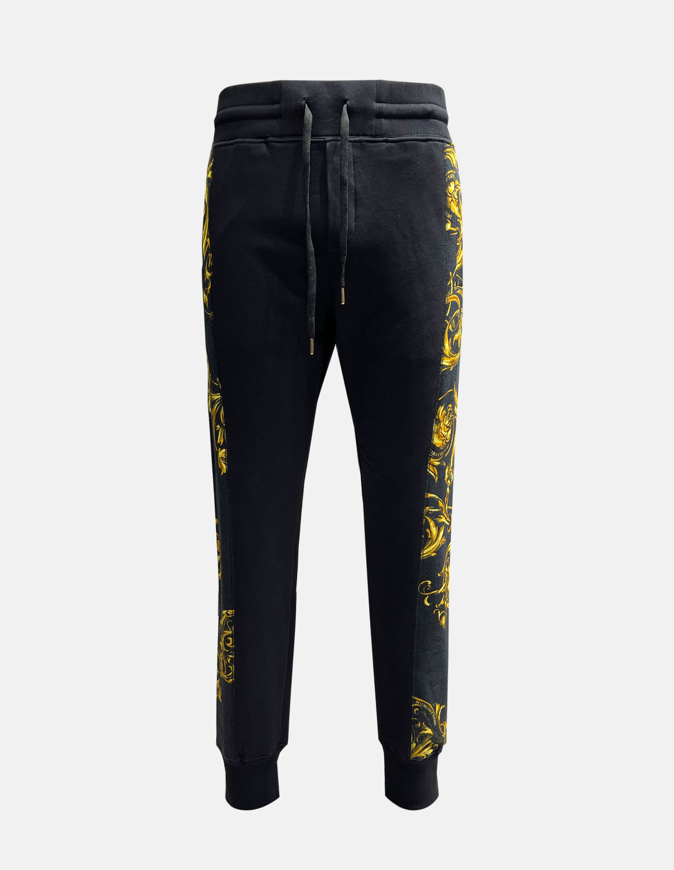 Picture of Versace Garland Baroque Side Panel Black Trackpants