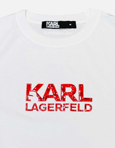 Picture of Karl Lagerfeld Logo Embossed White Tee