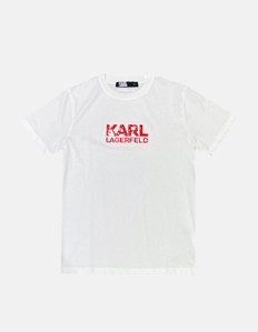 Picture of Karl Lagerfeld Logo Embossed White Tee