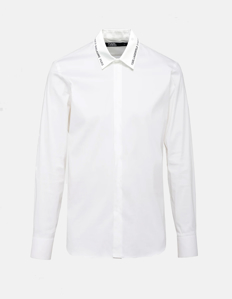 Picture of Karl Lagerfeld Logo Collar Stretch White Shirt