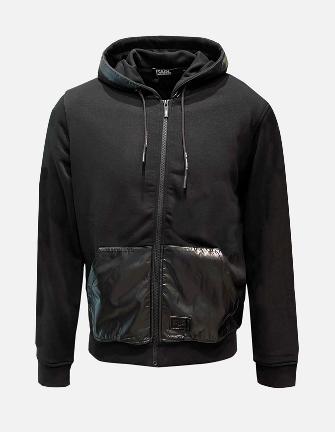 Picture of Karl Lagerfeld Logo Tape Hooded Black Sweat Jacket