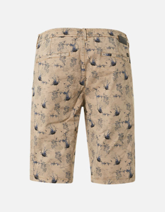 Picture of No Excess Cream Stretch Tree Print Shorts