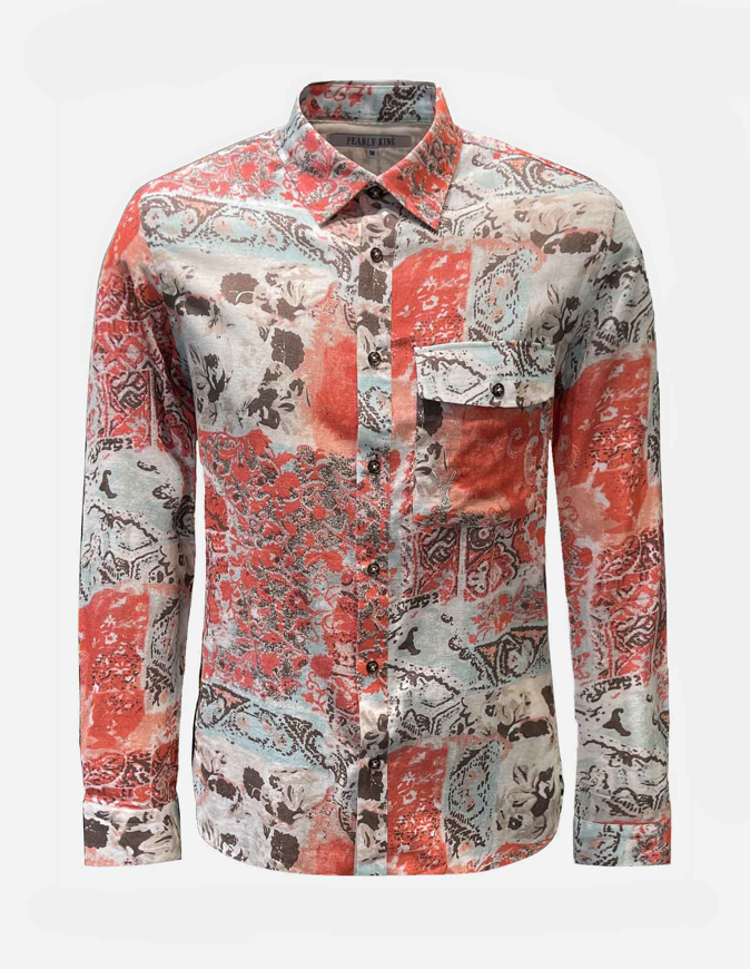 Picture of Pearly King Mosaic Print Linen Shirt
